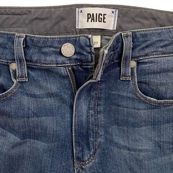 Paige Hoxton Ankle High Rise Cropped Medium Blue Wash Jeans Stretch 27 - Picture 3 of 16